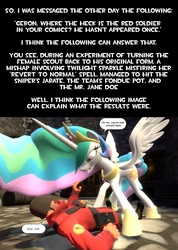 Size: 1340x1882 | Tagged: safe, artist:geronkizan, princess celestia, alicorn, human, pony, princess molestia, g4, 3d, duo, gmod, human and pony, red, soldier, soldier (tf2), speech bubble, team fortress 2, text