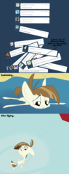 Size: 1000x2519 | Tagged: safe, artist:sb, featherweight, pegasus, ask featherweight, g4, colt, flying, foal, kite, male, sky, swimming, tumblr, water