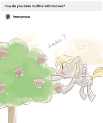 Size: 500x594 | Tagged: safe, derpy hooves, pegasus, pony, ask derpy, g4, ask, female, mare, muffin, tree