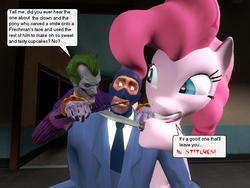 Size: 1024x768 | Tagged: safe, pinkie pie, human, pony, g4, clothes, female, gmod, knife, male, mare, spy, spy (tf2), team fortress 2, the joker, threatening