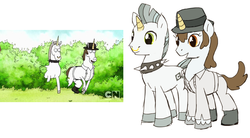 Size: 975x539 | Tagged: artist needed, source needed, safe, pony, unicorn, hoers, male, ponified, regular show