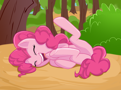 Size: 799x595 | Tagged: safe, artist:ewreapples, pinkie pie, earth pony, pony, g4, cute, diapinkes, female, on back, solo