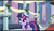 Size: 1277x746 | Tagged: safe, screencap, twilight sparkle, unicorn, a canterlot wedding, g4, my little pony: friendship is magic, candle, canterlot, carpet, castle, checkered floor, crying, female, flower, horn, letterboxing, mare, open mouth, pillar, plant, red carpet, window, youtube caption