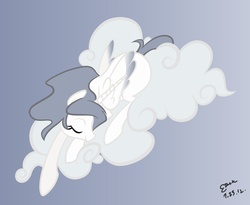 Size: 3471x2842 | Tagged: dead source, safe, artist:einsicht12, oc, oc only, oc:silvermist, alicorn, pony, 2012, adobe illustrator, alicorn oc, cloud, female, high res, horn, mare, on a cloud, sleeping, sleeping on a cloud, vector, wings