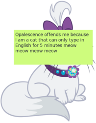 Size: 500x637 | Tagged: safe, opalescence, cat, offensive ponies, g4, meta, simple background, solo, text, transparent background