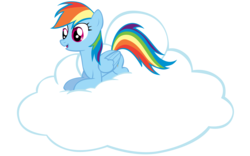 Size: 2135x1328 | Tagged: dead source, safe, artist:sierraex, rainbow dash, pegasus, pony, g4, cloud, female, hooves, lying down, lying on a cloud, mare, on a cloud, open mouth, prone, simple background, solo, transparent background, vector, wings