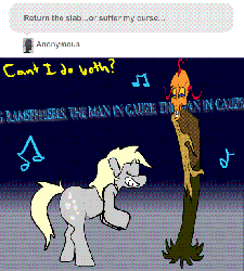 Size: 571x634 | Tagged: safe, artist:tooneyd, derpy hooves, pegasus, pony, ask ditzy doo, g4, animated, ask, butt, courage the cowardly dog, crossover, female, king ramses, mare, plot
