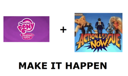 Size: 1337x796 | Tagged: safe, g4, exploitable meme, make it happen, meta, my little pony logo