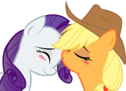 Size: 2437x1750 | Tagged: safe, artist:kennyklent, applejack, rarity, earth pony, pony, unicorn, g4, blushing, female, kissing, lesbian, mare, ship:rarijack, shipping, simple background, transparent background