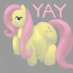 Size: 1200x1200 | Tagged: safe, artist:arkveveen, fluttershy, pony, g4, fat, fattershy, female, obese, solo, wingless, yay