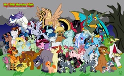 Size: 3900x2400 | Tagged: safe, artist:inkblot-rabbit, alicorn, ghost, monster pony, pony, undead, vampire, werewolf, zombie, abbey bominable, bolts, c.a. cupid, clawd wolf, clawdeen wolf, cleo de nile, crossover, deuce gorgon, draculaura, frankenstein, frankie stein, ghoulia yelps, gill gillington, group picture, high res, holt hyde, hoodude, howleen wolf, jackson jekyll, lagoona blue, manny taur, meowlody, monster, monster high, mummy, nefera de nile, operetta, ponified, purrsephone, purrsephone and meowlody, robecca steam, rochelle goyle, scarah screams, slow moe, snow monster, spectra vondergeist, students, toralei stripe, venus mcflytrap, werecat