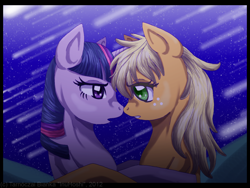 Size: 1600x1200 | Tagged: safe, artist:inuhoshi-to-darkpen, applejack, twilight sparkle, g4, female, lesbian, ship:twijack, shipping