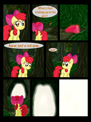 Size: 760x1020 | Tagged: safe, artist:template93, apple bloom, earth pony, pony, comic:story of the blanks (template93), story of the blanks, g4, blank flank, color, comic, dialogue, female, filly, foal