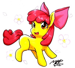 Size: 715x646 | Tagged: safe, artist:evilmel, apple bloom, earth pony, pony, g4, female, solo, traditional art