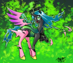 Size: 1145x1000 | Tagged: safe, artist:evilmel, queen chrysalis, changeling, changeling queen, g4, female