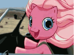 Size: 480x360 | Tagged: safe, pinkie pie (g3), earth pony, pony, g3, g3.5, animated, car, commercial, cute, diapinkes, driving, female, frame by frame, g3 diapinkes, heart, heart eyes, mare, wingding eyes, wink