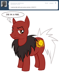 Size: 646x792 | Tagged: safe, earth pony, pony, annoyed, ask, asklord-caesar, bald, caesar (fallout), crossover, fallout: new vegas, male, parody, ponified, solo, stallion, thought bubble, tumblr