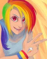 Size: 600x750 | Tagged: safe, artist:t1mco, rainbow dash, human, g4, humanized