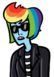 Size: 346x494 | Tagged: safe, artist:effsie, rainbow dash, human, g4, humanized, simple background, solo, sunglasses, white background