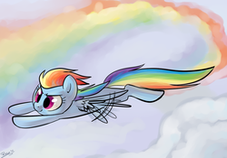 Size: 985x691 | Tagged: safe, artist:php27, rainbow dash, pony, g4, female, flying, rainbow, solo