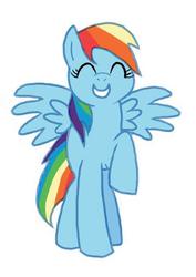 Size: 360x508 | Tagged: safe, artist:galacta, rainbow dash, pegasus, pony, g4, eyes closed, female, smiling, solo