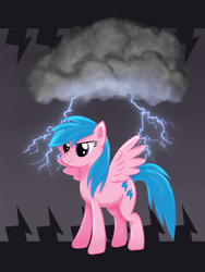 Size: 600x800 | Tagged: safe, artist:widsithgrey, firefly, pegasus, pony, g1, g4, cloud, female, g1 to g4, generation leap, lightning, mare, solo