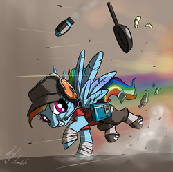 Size: 1600x1594 | Tagged: safe, artist:atryl, rainbow dash, g4, crossover, parody, rainbow scout, scout (tf2), team fortress 2