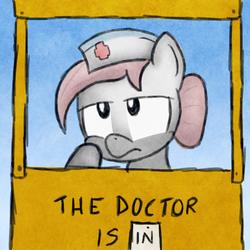 Size: 999x999 | Tagged: safe, artist:noponyzone, nurse redheart, pony, g4, female, lucy's advice booth, peanuts, solo