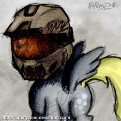 Size: 999x999 | Tagged: safe, artist:noponyzone, derpy hooves, pegasus, pony, g4, crossover, female, halo (series), helmet, mare, solo