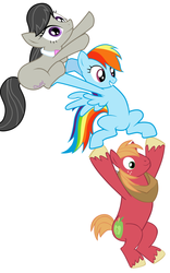 Size: 1000x1599 | Tagged: safe, big macintosh, octavia melody, rainbow dash, earth pony, pony, g4, fourth wall, male, reaction image, simple background, stallion, vector, white background