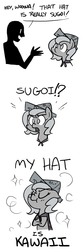 Size: 342x1016 | Tagged: safe, artist:zicygomar, princess luna, pony, moonstuck, g4, cartographer's cap, comic, cute, grayscale, hat, japanese, monochrome, woona