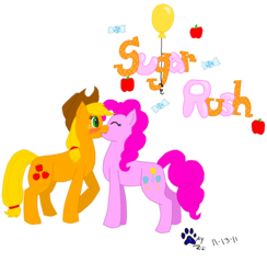 Size: 900x924 | Tagged: safe, artist:jayartemiswolf, applejack, pinkie pie, earth pony, pony, g4, blushing, duo, eyes closed, female, kiss on the lips, kissing, lesbian, mare, ship:applepie, shipping