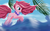 Size: 3840x2400 | Tagged: safe, artist:roadsleadme, pinkie pie, earth pony, pony, g4, cute, featured image, female, flower, high res, lei, open mouth, palm leaf, smiling, solo, splashing, water