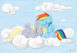 Size: 1600x1105 | Tagged: dead source, safe, artist:tkc, derpy hooves, rainbow dash, g4