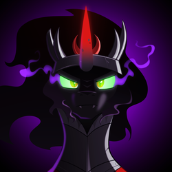 Size: 4000x4000 | Tagged: safe, artist:equestria-prevails, king sombra, pony, g4, season 3, the crystal empire, absurd resolution, bust, creepy, crystal empire, male, season 3 villain, solo, sombra eyes, stallion