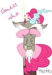 Size: 786x1129 | Tagged: safe, artist:hank0, discord, pinkie pie, draconequus, earth pony, pony, g4, duo, duo male and female, female, male, mare, simple background, transparent background