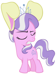 Size: 4608x6104 | Tagged: safe, artist:liggliluff, diamond tiara, earth pony, pony, g4, absurd resolution, bunny ears, eyes closed, female, filly, show accurate, simple background, solo, transparent background, vector