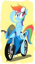 Size: 900x1650 | Tagged: safe, artist:aliasforrent, rainbow dash, pony, g4, female, goggles, motorcycle, solo