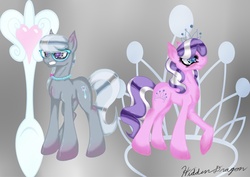 Size: 800x566 | Tagged: dead source, safe, artist:hiddendragon99, diamond tiara, silver spoon, earth pony, pony, g4, duo, female, glasses