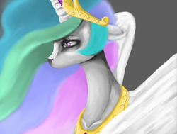 Size: 815x615 | Tagged: safe, artist:colorlesscupcake, princess celestia, pony, g4, female, sad, solo