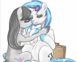 Size: 747x601 | Tagged: safe, artist:colorlesscupcake, dj pon-3, octavia melody, vinyl scratch, pony, g4, duo