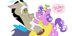 Size: 900x450 | Tagged: safe, artist:darkwingsnark, discord, screwball, draconequus, earth pony, pony, g4, based on song and pmv, daddy discord, female, male, mare, simple background, transparent background