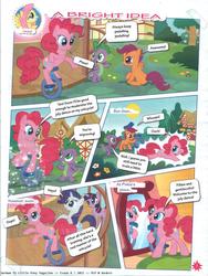 Size: 1200x1600 | Tagged: safe, pinkie pie, rarity, scootaloo, spike, twilight sparkle, comic:a bright idea, g4, german comic, official, comic, heyo