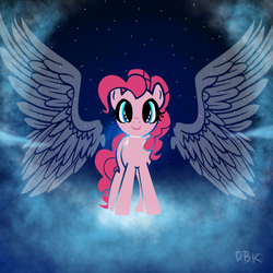 Size: 2500x2500 | Tagged: safe, artist:destinyblackkitty, pinkie pie, angel, pony, g4, female, high res, solo, wings