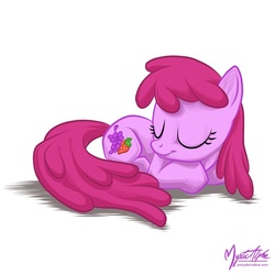 Size: 761x761 | Tagged: safe, artist:mysticalpha, berry punch, berryshine, earth pony, pony, g4, berrybetes, cute, female, sleeping, solo