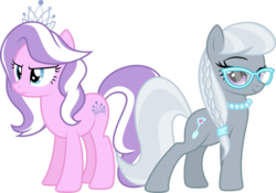 Size: 900x629 | Tagged: dead source, safe, artist:kraysee, diamond tiara, silver spoon, pony, g4, female, glasses, older, older diamond tiara, older silver spoon, simple background, transparent background, vector