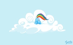 Size: 1680x1050 | Tagged: safe, artist:mysticalpha, rainbow dash, pony, g4, butt, cloud, cute, face down ass up, female, plot, solo, wallpaper