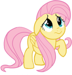 Size: 476x495 | Tagged: safe, artist:schnuffitrunks, fluttershy, pegasus, pony, g4, female, floppy ears, folded wings, looking up, mare, raised hoof, simple background, solo, three quarter view, transparent background, wings