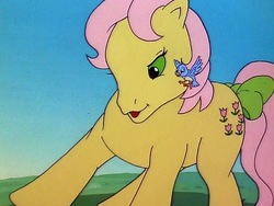 Size: 512x386 | Tagged: safe, screencap, posey, bird, earth pony, pony, g1, my little pony 'n friends, angry, female, siblings, sisters