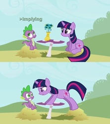 Size: 640x720 | Tagged: safe, spike, twilight sparkle, g4, implying, reaction image